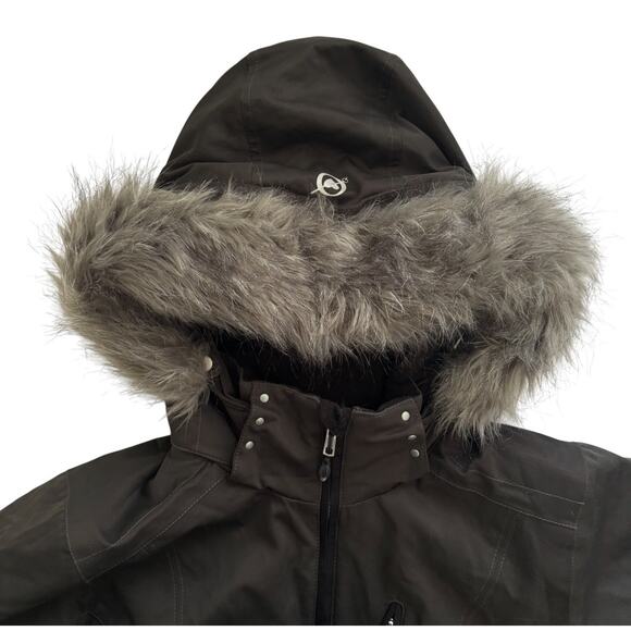 OBERMEYER SKIING JACKET HOODED WATER RESISTANT SNOWBOARDING BROWN WOMEN SIZE 10 - Picture 9 of 15